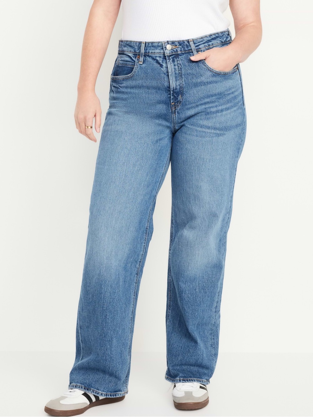 Old Navy Medium Wash High Waisted Wide-Leg Jean